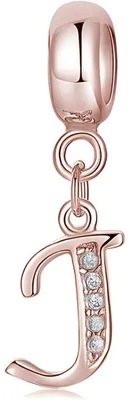 Obrázek produktu pro Dámský přívěsek "Charm" s písmeny A-Z, růžové zlato, stříbro 925, zirkony, otvor 4,5 mm