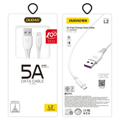 Produktbild von DUDAO Lightning - 2 Meter White, 1 m, USB A, Lightning, Männlich, Männlich, Weiß