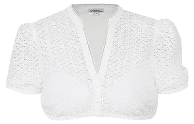 Produktbild von MarJo Damen Dirndlbluse HAUNSHEIM, traditionell, Ecru, V-Ausschnitt, Puffärmel
