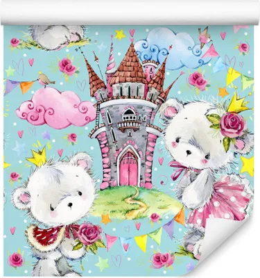 Immagine prodotto di rotolo di VLIES WALLPAPER da 10 m per la camera dei bambini Schlosser fiori stelle cuori XXL