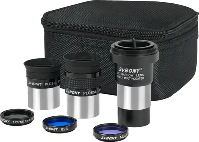 Image de Svbony SV233 Kit de 7 accessoires pour oculaires et filtres - avec deux oculaires de 1,25 pouces, une lentille de Barlow double, TROIS filtres, TROIS filtres, sac de transport