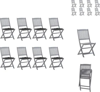 Produktbild von vidaXL Klappbare Gartenstühle 8 Stk. mit Kissen Massivholz Akazie -  Gartenstühle