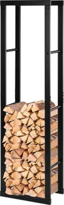 Produktbild von Famanu Holzregal für Brennholz - Metall, schwarz, 150x40x25cm - Für Innen und Außen