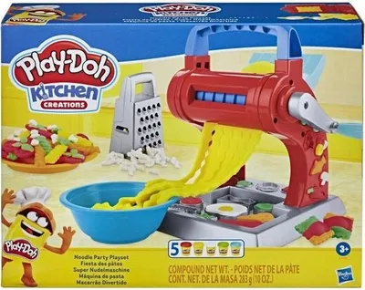 Obrázek produktu pro Play-Doh Kuchyňská sada "Továrna na těstoviny", 5 barev netoxického modelovací hmoty, vhodné od 3 let