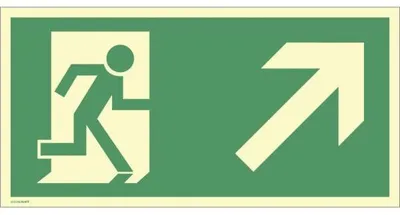Produktbild von Dreifke® Schild Rettungsweg rechts aufwärts, Kunststoff, langnachleuchtend, 1...