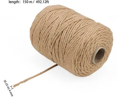 Jute Schnur 150 m x 4 mm - Gedrehtes Hanfseil - Starkes Seil - Natürliches Seil - Kratzbaumseil - Ideal zum Knoten