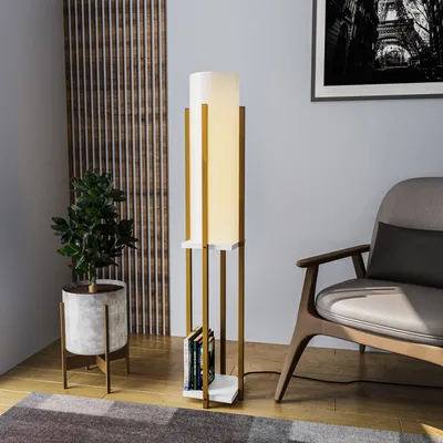 Immagine prodotto di Opviq, Lampada da scaffale - 8133, lampada da terra, CORPO IN METALLO, oro, 25 x 25 x 130 cm