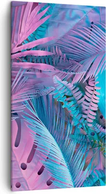 Produktbild von Bild auf Leinwand - Leinwandbild - Einteilig - Blätter Rosa Blau - 45x80cm - Wand Bild - Wanddeko - Wandbilder - Leinwanddruck - Bilder - Wanddekoration - Leinwand bilder - Wandbild - PA45x80-4401