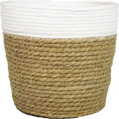 Produktbild von INNA-Glas Pflanztopf Dominga, weiß-beige, 18cm, Ø20,5cm - Korb Übertopf