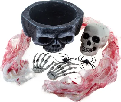 Produktbild von Totenkopf Skelett Dekoration mit Licht - 7-tlg. | 30x60x20cm Halloween