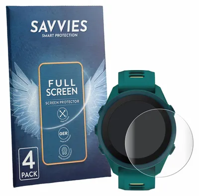 Produktbild von 4x Savvies Fullscreen Schutzfolie für Garmin Forerunner 170 Music Displayschutz Folie Fullcover Klar Transparent