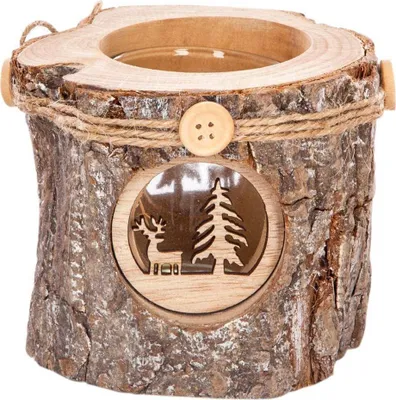 Produktbild von Windlicht rondin holz und passendes glas - Feeric Lights & Christmas