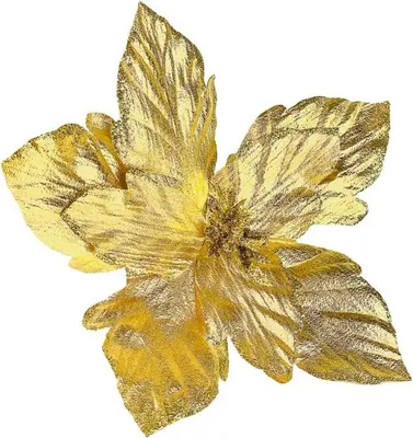 Obrázek produktu pro Zlatá poinsettie na tyči - květy vánočního stromku 30 cm