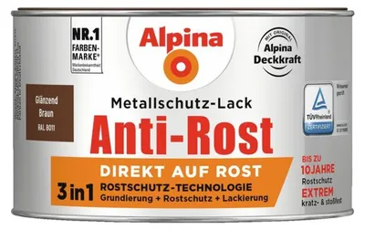 Produktbild von Alpina Metallschutzlack Anti-Rost Braun 300 ml glänzend