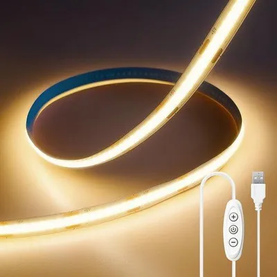 Image de Bande LED COB 5 V, blanc chaud, dimmable, flexible, 2 m