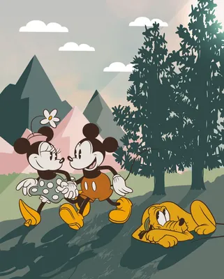 Produktbild von Disney Fototapete Mickey & Minnie Mouse Grün, Rosa und Gelb - 612776 - 2 x 2,50 m