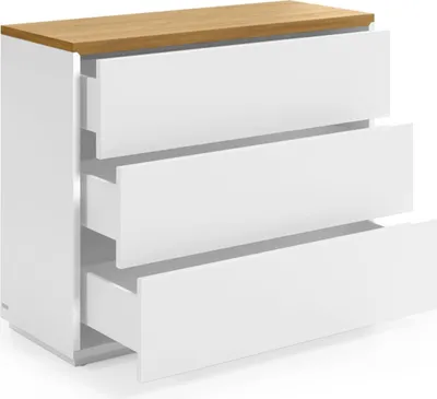 Produktbild von Kommode Abilen 90 x 36 x 75 cm MDF und Eichenfurnier Schrank Sideboard Neu
