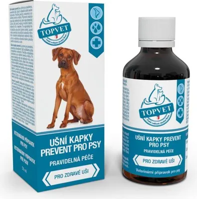 Zdjęcie produktu dla Krople do uszu Prevent dla psów TOPVET 50ml