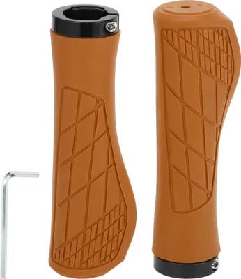 Image de Protège-Poignées de Guidon de Vélo 134mm Long Léger | Protecteur d'Extrémité de Poignées de Vélo Marron 1 Paire