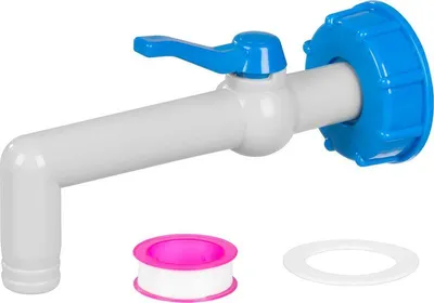 Image de Vanne Strend Pro, de jardin, 3/4"- 90°, 201 mm, avec réduction pour réservoir IBC, PVC