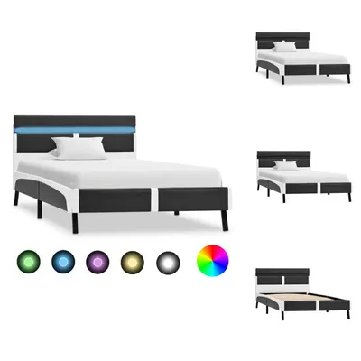 Image de vidaXL Cadre de lit avec LED Gris Similicuir 90×200 cm - Lits et Sommiers