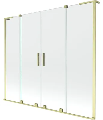 Obrázek produktu pro Mexen Velar L Duo vanová zástěna 2-křídlá posuvná 200 x 150 cm, transparentní, zlatá kartáčovaná - 896-200-003-02-55