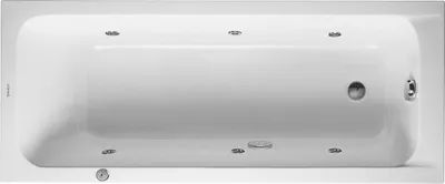 Image de Duravit D-Code baignoire balnéo, 1700x700mm, 1 pente de dossier, Jet Project, rectangulaire, écoulement au pied, blanc brillant, 760098000JP1000