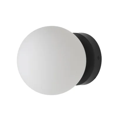 Produktbild von Wandleuchte und Deckenleuchte Kugel Ø150mm Opalglas E27 IP44 schwarz für Bad und Außenbereich