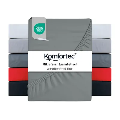 Produktbild von Komfortec Spannbettlaken 200x200 cm, Bettlaken Boxspringbett bis 15cm - 30cm Matratzenhöhe, Grau