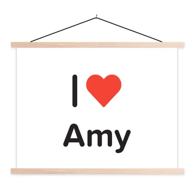 Produktbild von MuchoWow® Textilposter Ich liebe - Amy - Mädchen 120x90 cm mit holzfarbenen Rahmen - Magnetisch