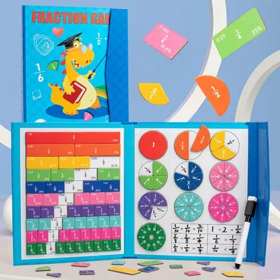 Magnetisches Bruchrechner-Puzzle, Bruchkreise, Lernspiel, Dinosaurier