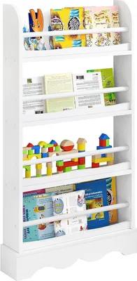 Produktbild von EUGAD Kinderregal mit 4 Ebenen, mit Kippsicherung, Weiß, 60x108,5x12 cm
