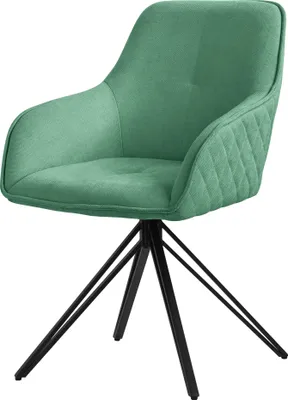Zdjęcie produktu dla Obrotowe krzesło do jadalni ML-Design, zielone, wykonane z tkaniny z metalowymi nogami