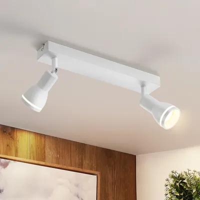 Produktbild von ZMH LED Deckenleuchte Weiß Deckenstrahler 2  Flammig Deckenlampe GU10 Schwenkbar Wandstrahler Innen Metall  für Flur Wohnzimmer Küche Schlafzimmer Ohne Leuchtmittel