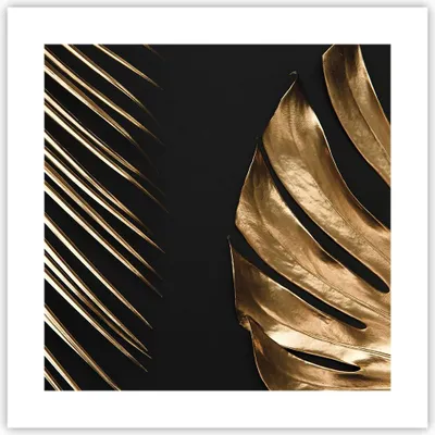 Produktbild von Poster - Poster ohne Rahmen - Golden Blatt Monstera - 40x40 cm - Wand Bild - Wanddeko - Wandbilder - Kunstposter - Wandposter - Bilder - Kunstdruck - Wanddekoration - Wandbild - P2XAC40x40-5028