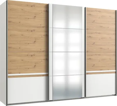 Produktbild von Schwebetürenschrank Gibraltar Kleiderschrank mit Spiegel 270x64x210cm Farbe wählbar,Weiß / Artisan Eiche