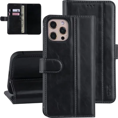 Produktbild von Apple iPhone 12 Pro Max Black Book type case - Polyurethanleather