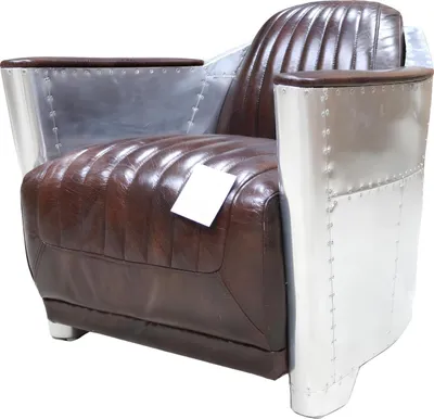 Immagine prodotto di Echtleder Design Vintage Chromsessel Designsessel Sessel Flugzeug Aviator Leder