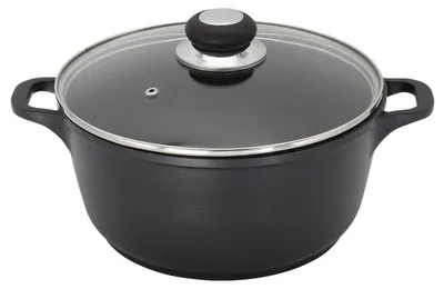 Produktbild von Kochtopf mit Glasdeckel Ø24 cm EUROHOME® – aus Aluguss, 26x26x13,5cm – hochwertiges Produkt, das eine langlebige Antihaft-Versiegelung bietet