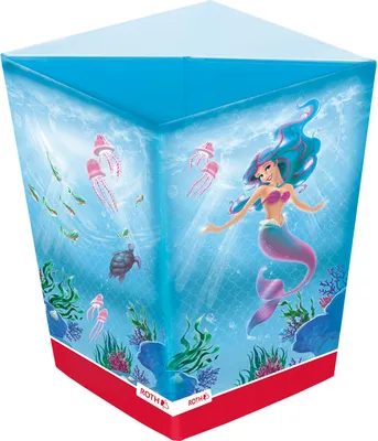 Produktbild von ROTH Papierkorb - Meerjungfrau, Faltbarer Unterwasser Papierkorb mit Trennsystem aus Pappe fürs Kinderzimmer