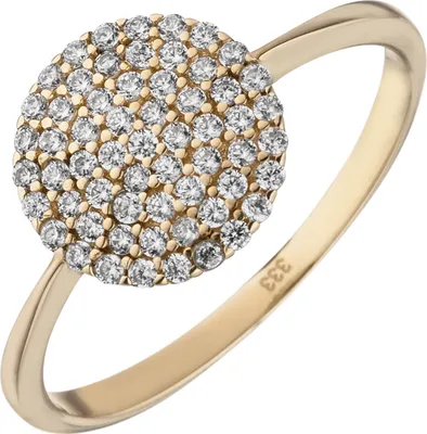 Produktbild von Pavé Ring aus 333 Gold Gelbgold mit 60 Zirkonia B: 10,4mm Goldring Fingerring Innenumfang 60mm  Ø19.1mm