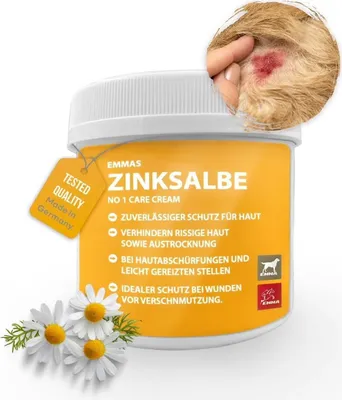 Zdjęcie produktu dla EMMA No 1 Zinc Ointment I Wound Ointment Wound Cream Dog Cat Horse I Zinc Paste Open Wound I Eczema Zinc Ointment Against Itching I Zinc Cream Wound Healing Zinc Balm