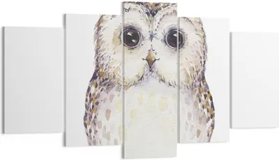 Produktbild von Bild auf Leinwand - Leinwandbild - 5 Teile - Eule Waldkauz Grafik - 160x85cm - Wand Bild - Wanddeko - Wandbilder - Leinwanddruck - Bilder - Wanddekoration - Leinwand bilder - Wandbild - EA160x85-4229