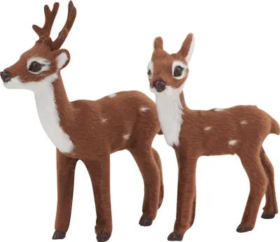 Produktbild von VBS Hirsch und Reh Posen 2er Set 15 cm und 13 cm Dekofiguren Tierfiguren
