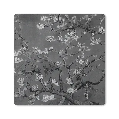 Produktbild von MuchoWow® Mauspad Mousepad Mandelblüte - Van Gogh - Schwarz und weiß 30x30 cm - Mousepads - Maus Mat - Pad - Mausunterlage - Gaming