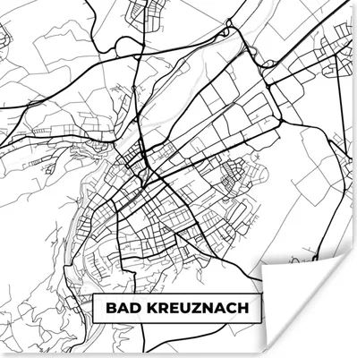 Produktbild von MuchoWow® Poster Karte - Bad Kreuznach - Stadtplan 50x50 cm - Wohnzimmerdekoration
