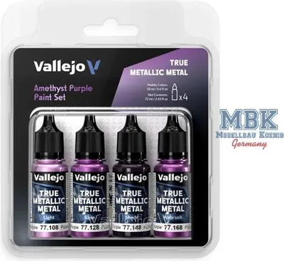 Obrázok produktu pre Sada metalických farieb Vallejo VA77255 True Metallic – Ametystová fialová
