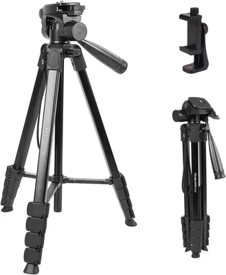 Immagine prodotto di Treppiede in alluminio con testa panoramica a 3 vie, altezza 172 cm, per smartphone