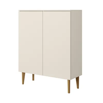 Produktbild von BERGEN Schrank, Standkommode, Schrank mit Türen, Wohnzimmerkommode, 100x123x37, beige, Kaschmir, hölzern Holzbeine, skandinavischer Stil