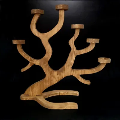 Produktbild von Holzleuchterzweig, dunkel, Massivholz, Höhe 45 cm